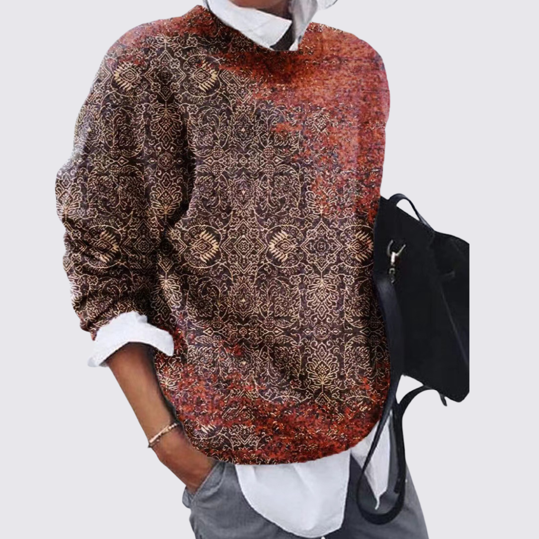 Printed Crew Neck Sweater for Women - Image 2