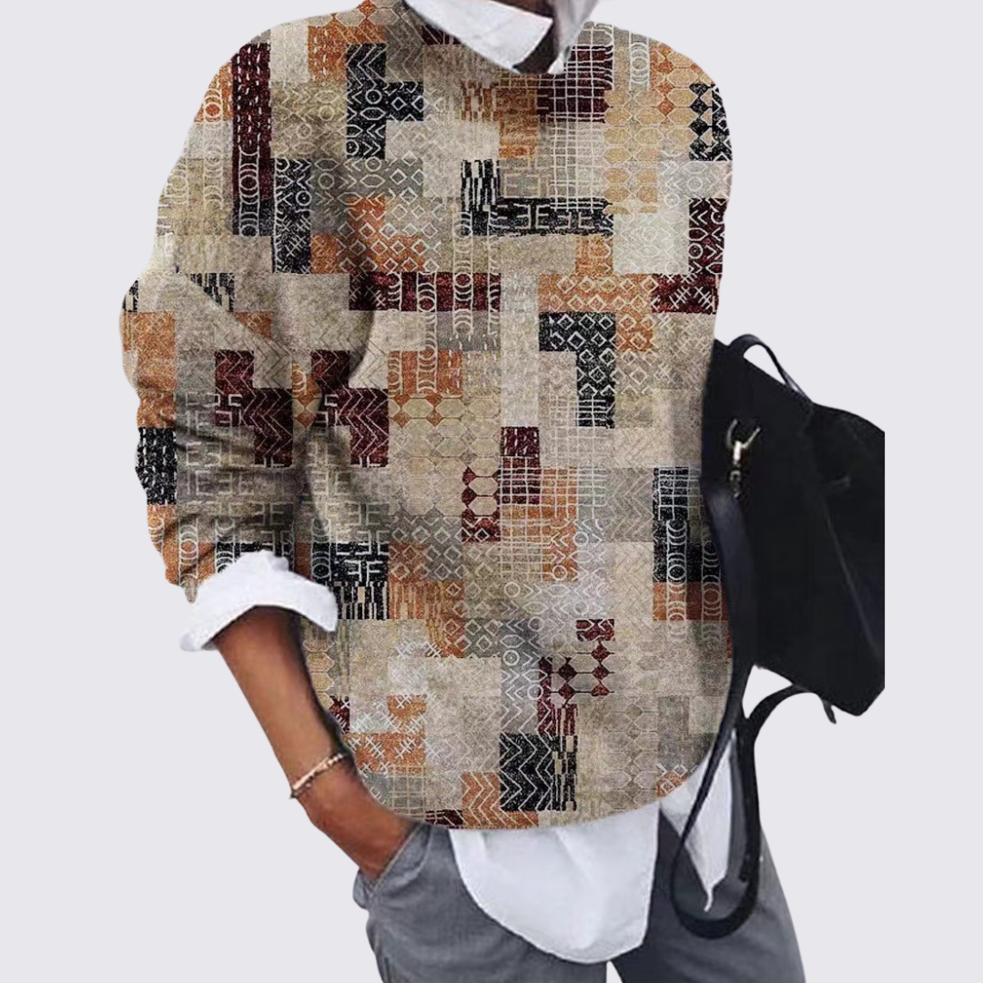 Printed Crew Neck Sweater for Women - Image 1