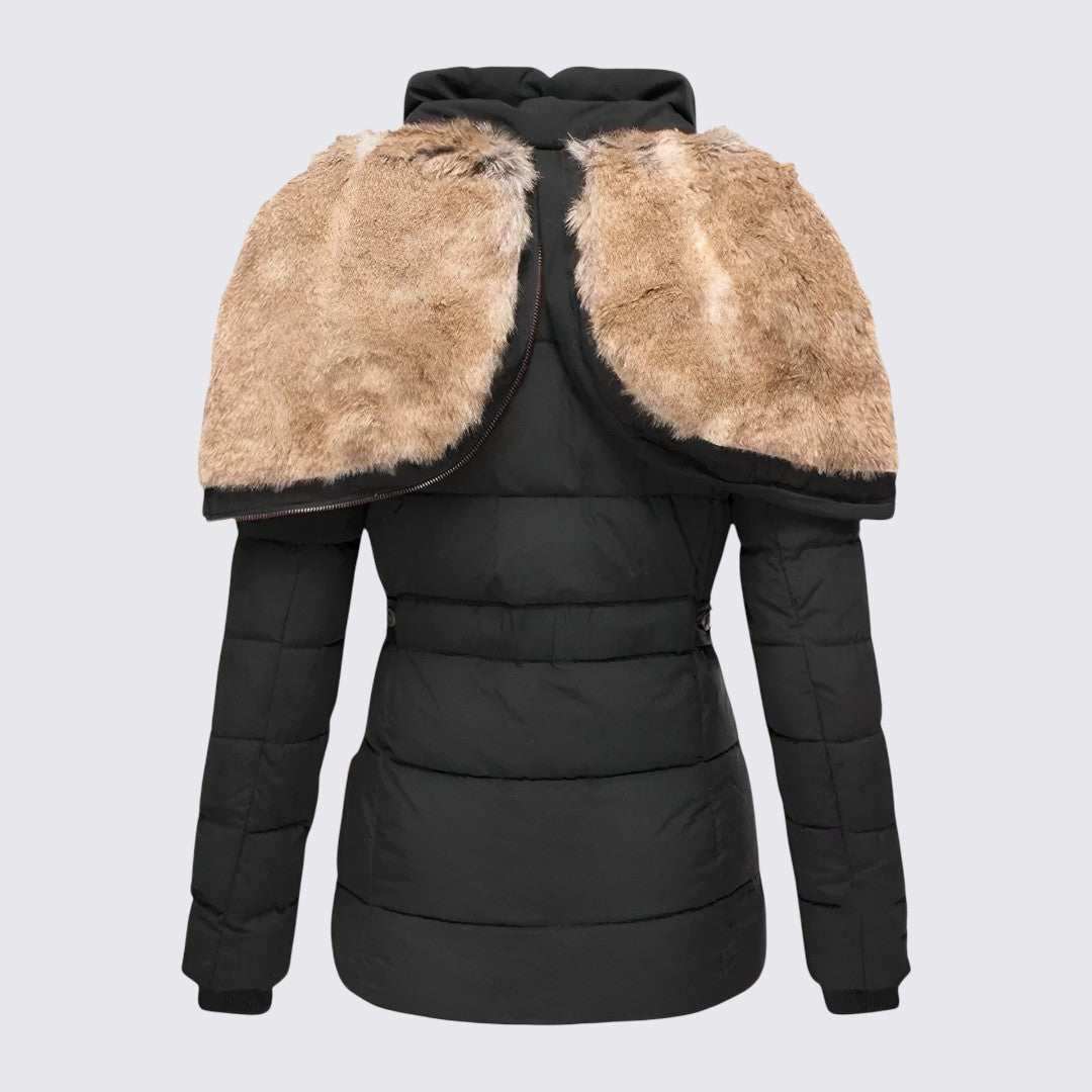 Faux Fur Trim Hooded Puffer Jacket for Women - Image 10