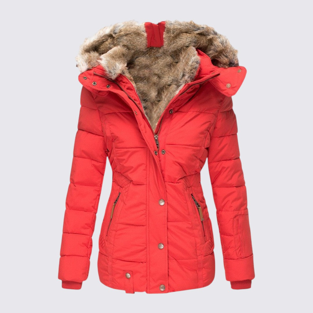 Faux Fur Trim Hooded Puffer Jacket for Women - Image 7