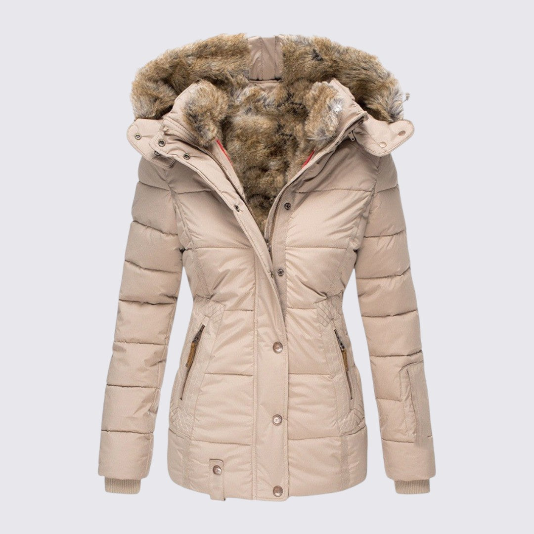 Faux Fur Trim Hooded Puffer Jacket for Women - Image 8