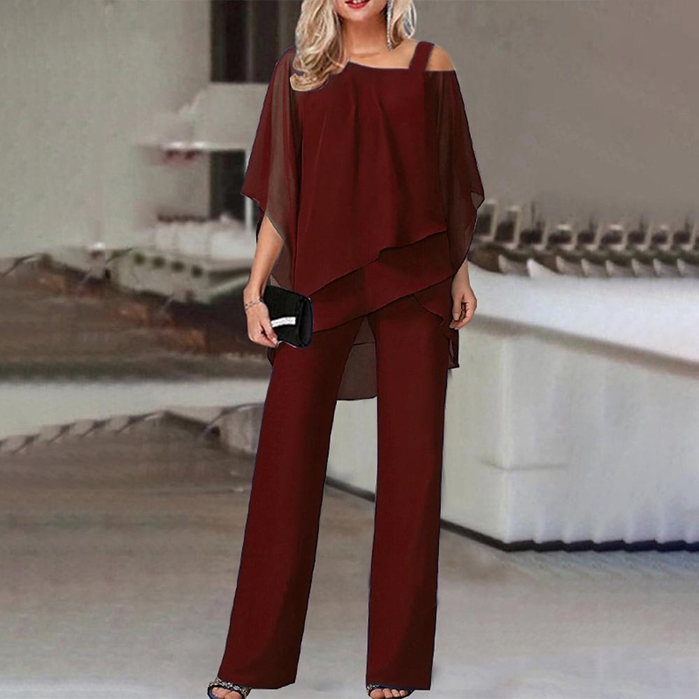 2-piece set for women, cold shoulder, liquid polyester