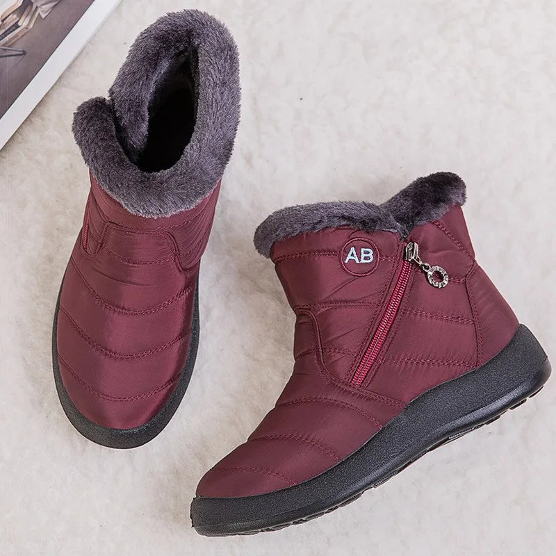 Black women's ankle boots | fleece lining, comfortable and casual