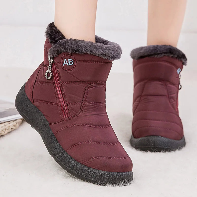 Black women's ankle boots | fleece lining, comfortable and casual