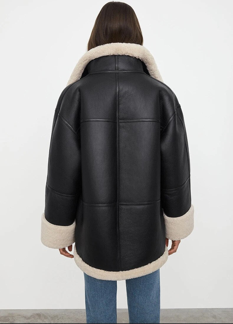 Shearling Aviator Jacket for Women - Image 7