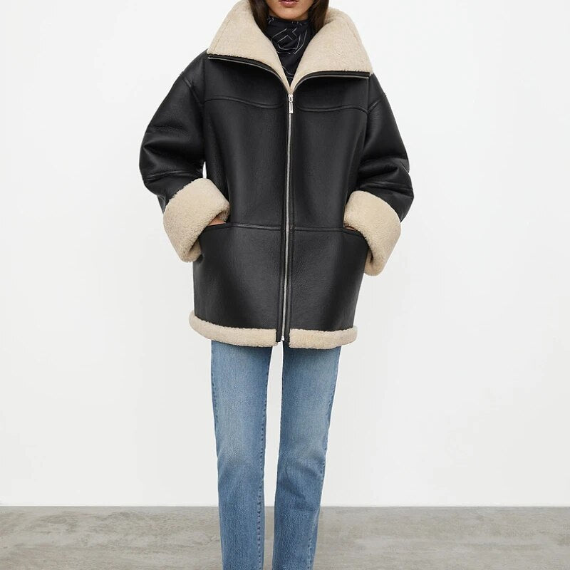 Shearling Aviator Jacket for Women - Image 6