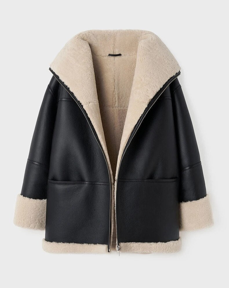 Shearling Aviator Jacket for Women - Image 2