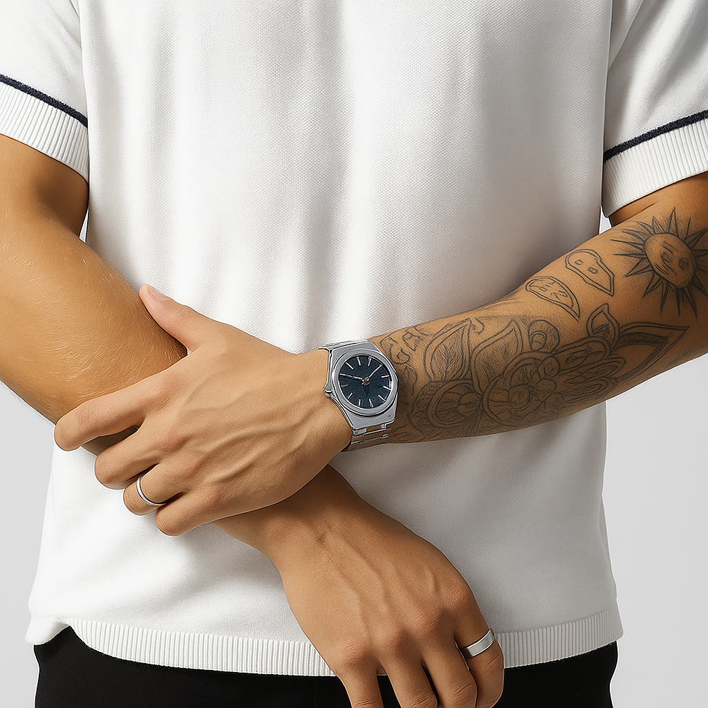 Watch Silver blue with model