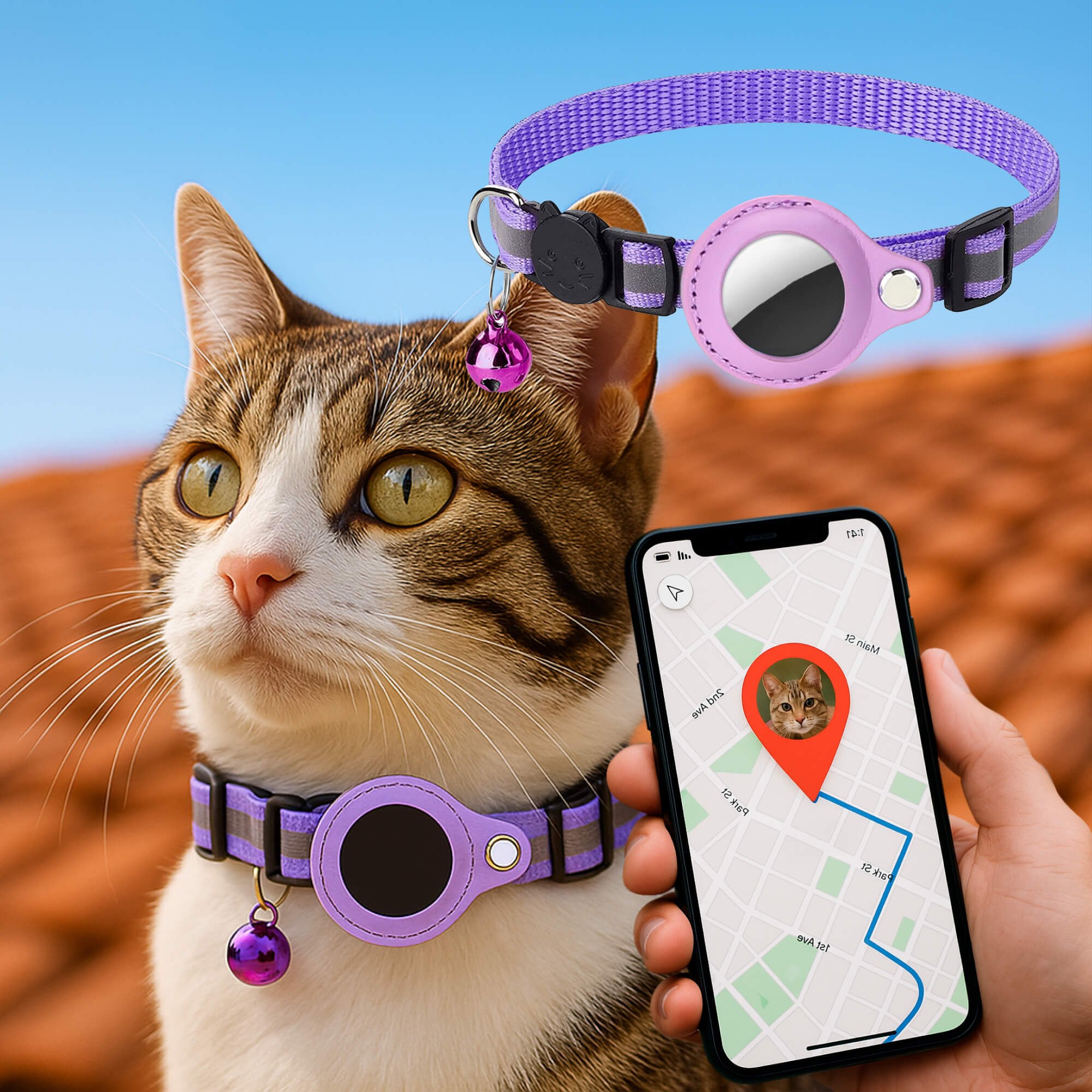 GPS tracker collar for cats | Quick release, reflective design and durable for safe outdoor adventures