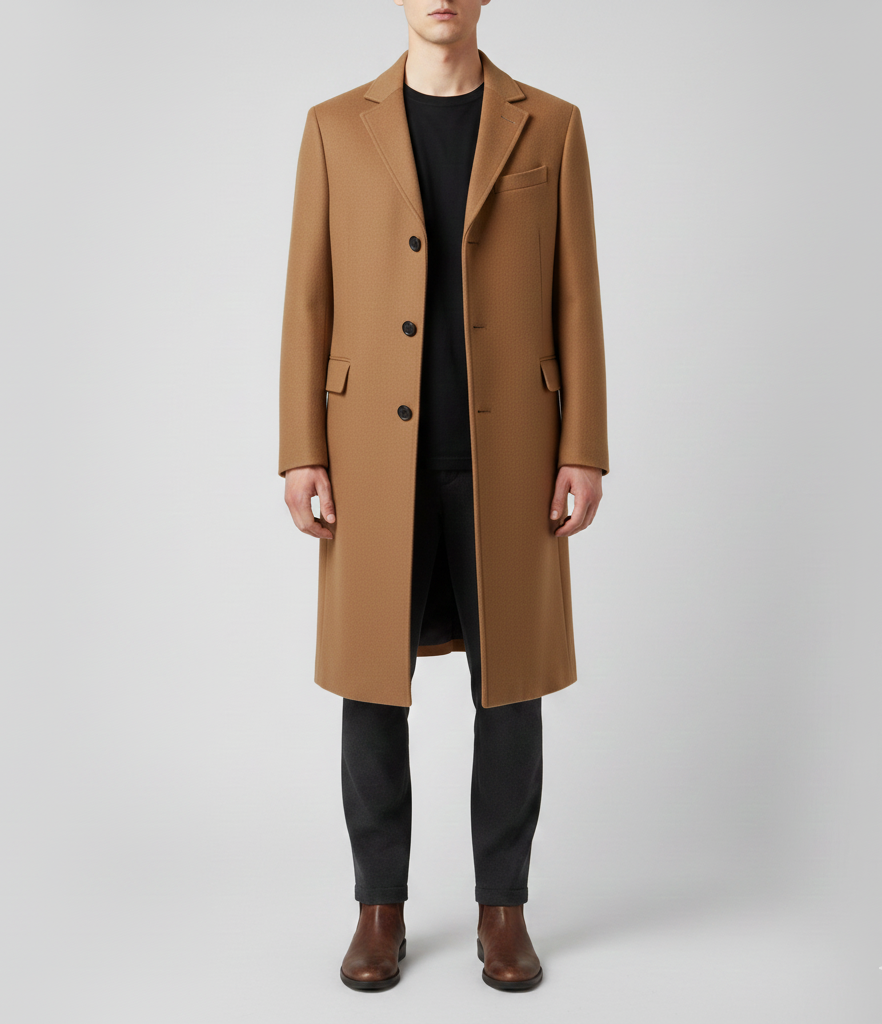 Men's elegant slim fit wool coat