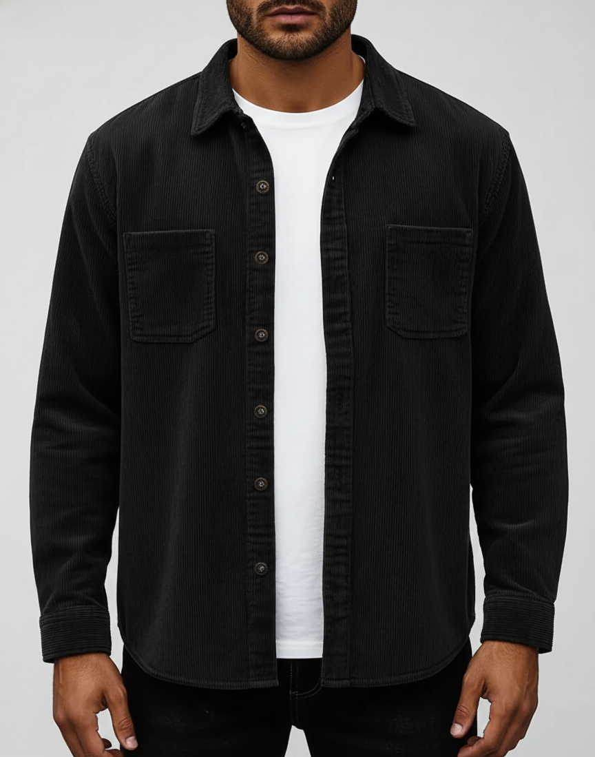 Męska koszula z guzikami z sztruksu