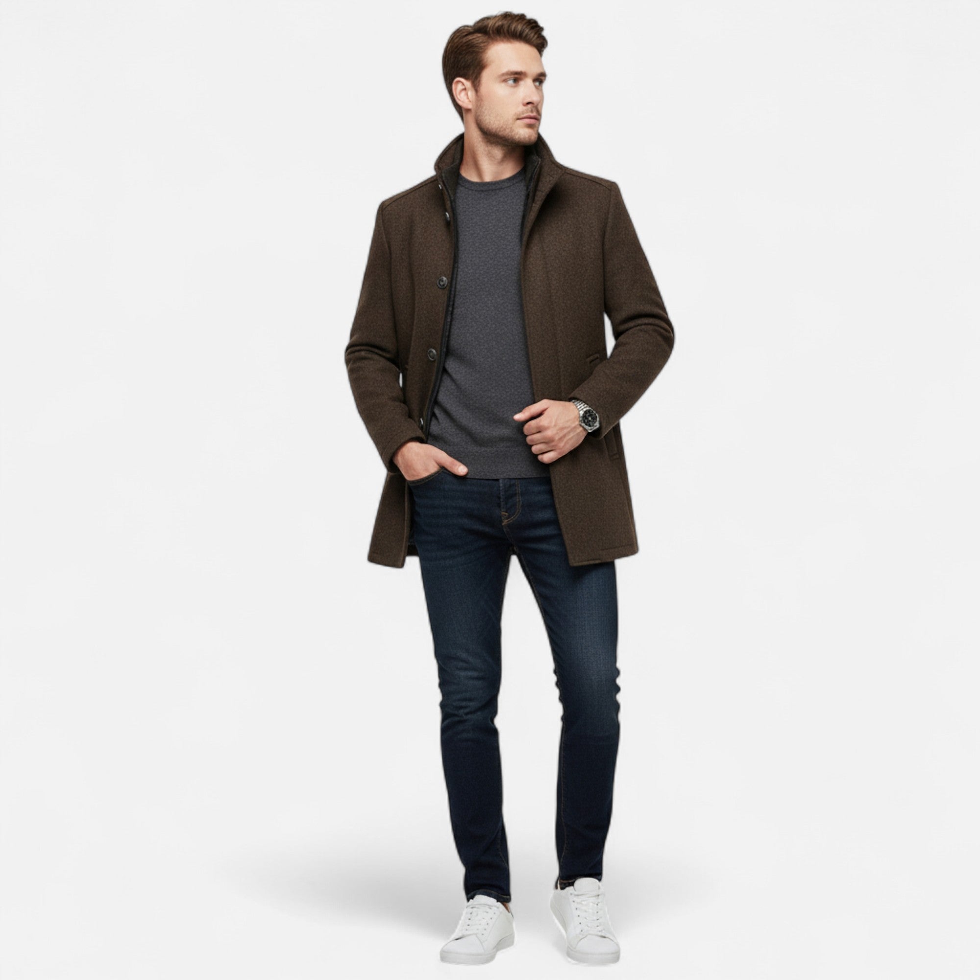 Stand Collar Coat for Men - Image 2
