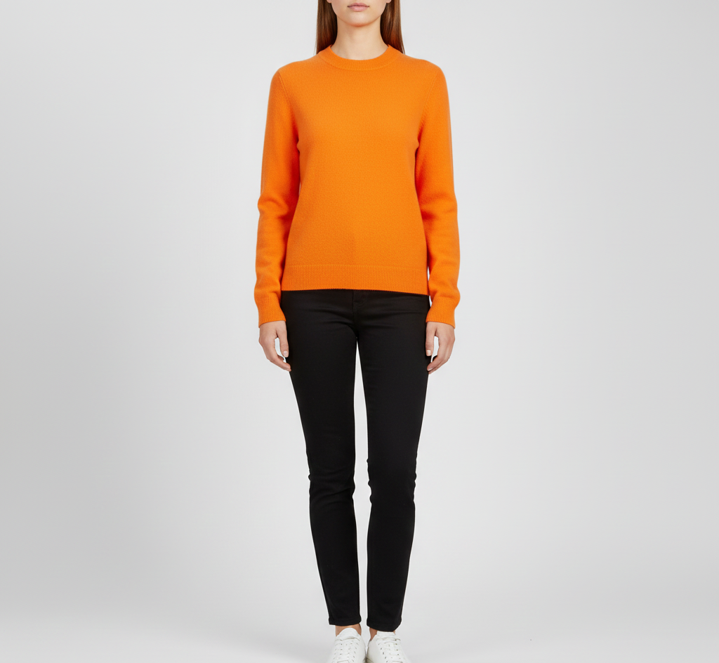 Blød cashmere-sweater med rund hals til kvinder