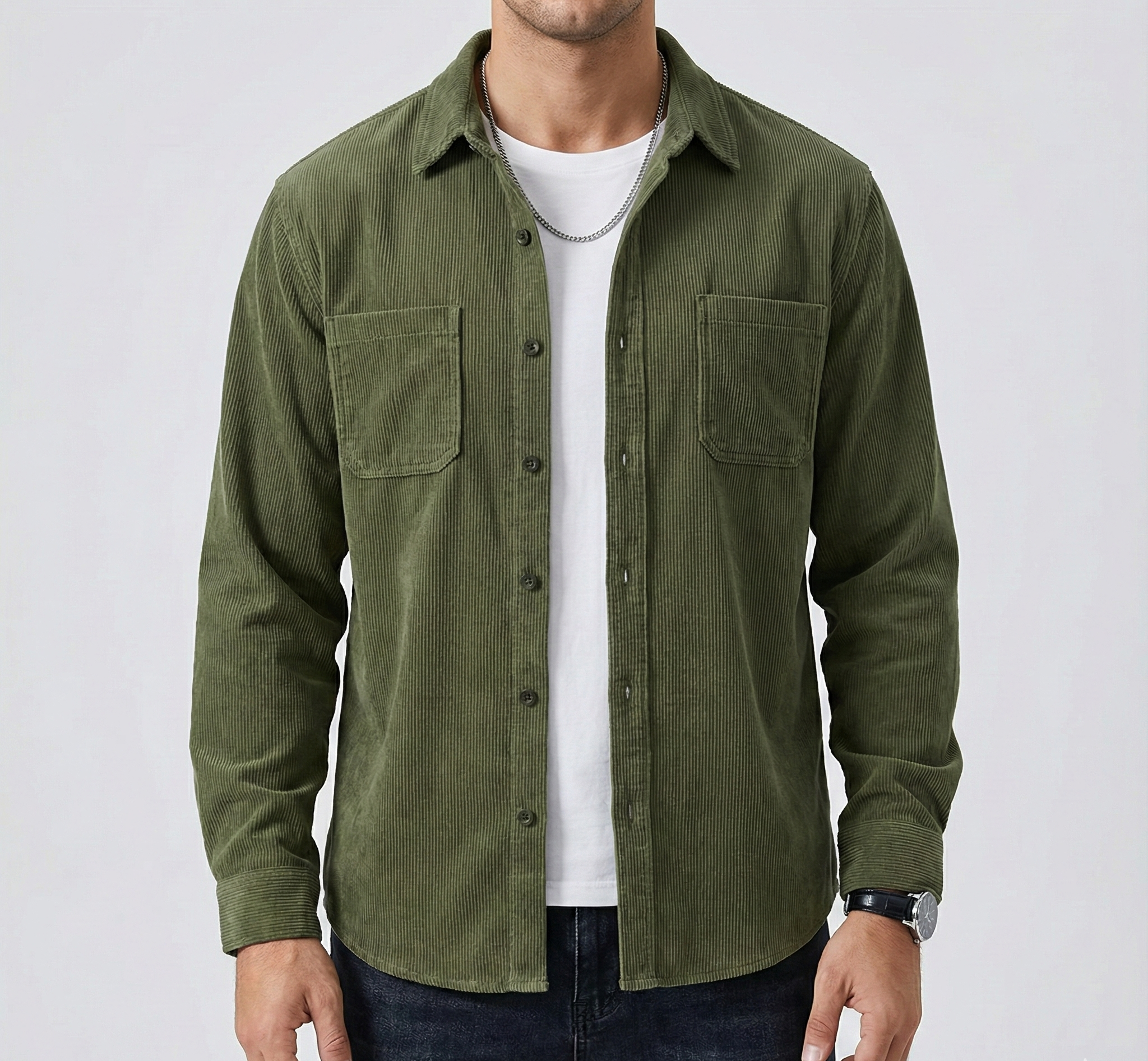 Męska koszula z guzikami z sztruksu