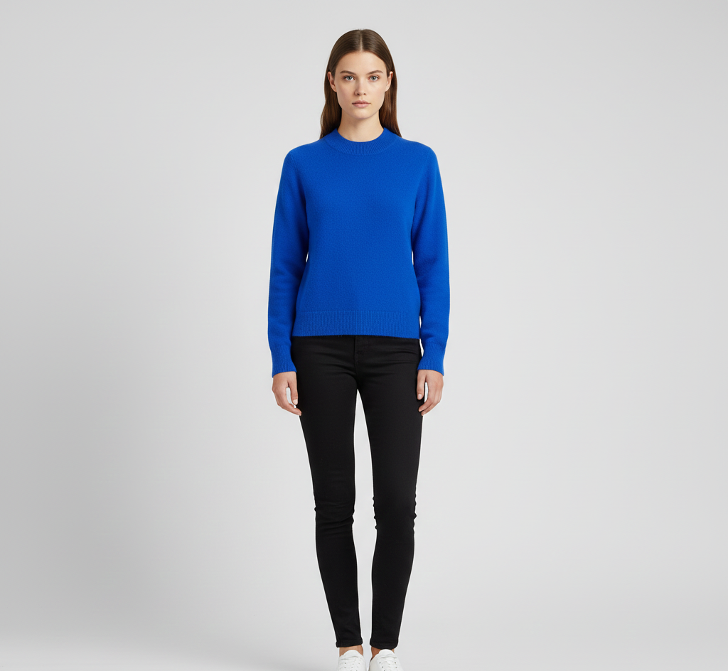 Blød cashmere-sweater med rund hals til kvinder