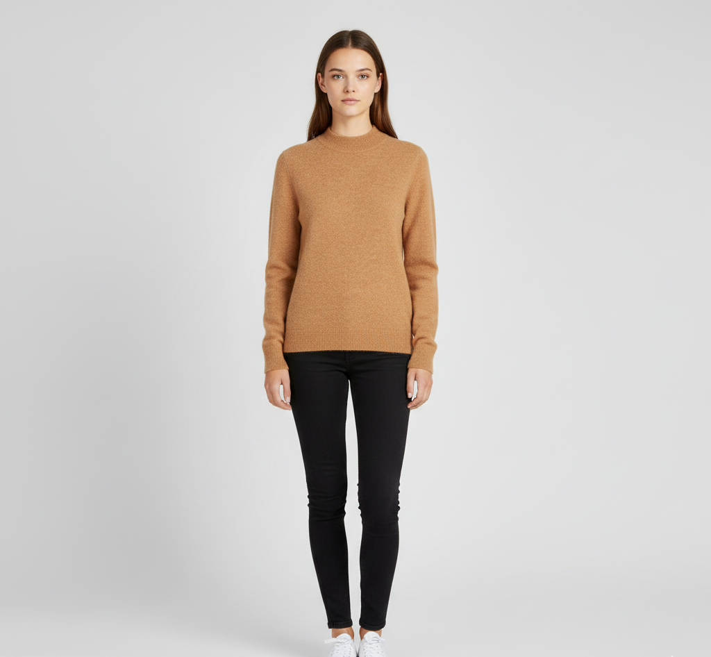 Blød cashmere-sweater med rund hals til kvinder