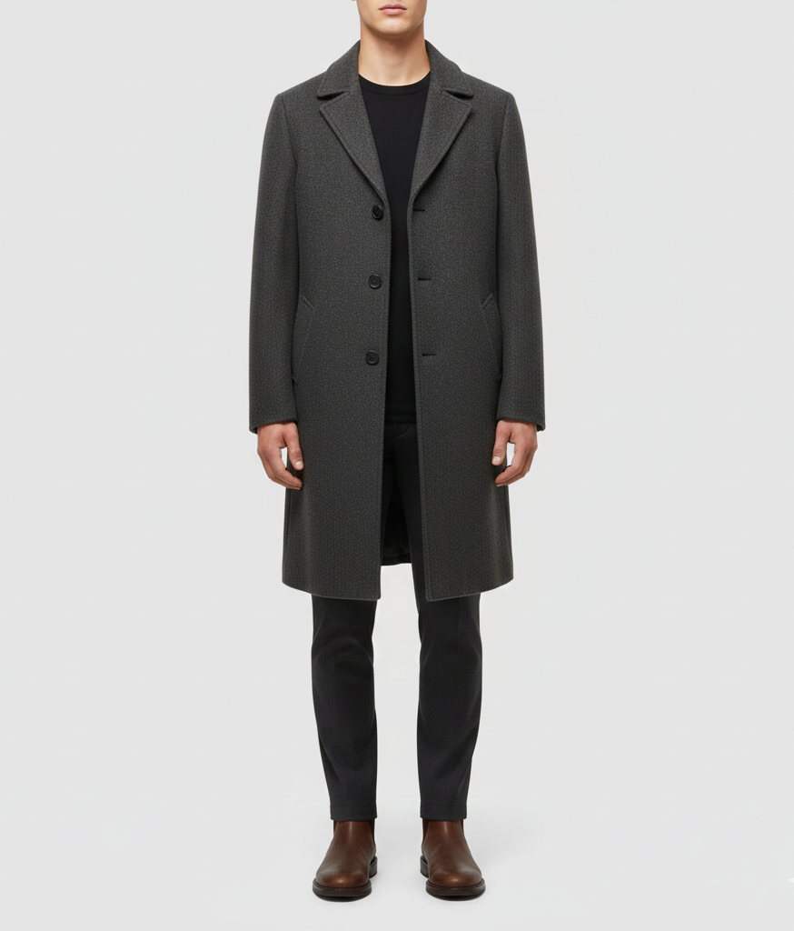 Men's elegant slim fit wool coat