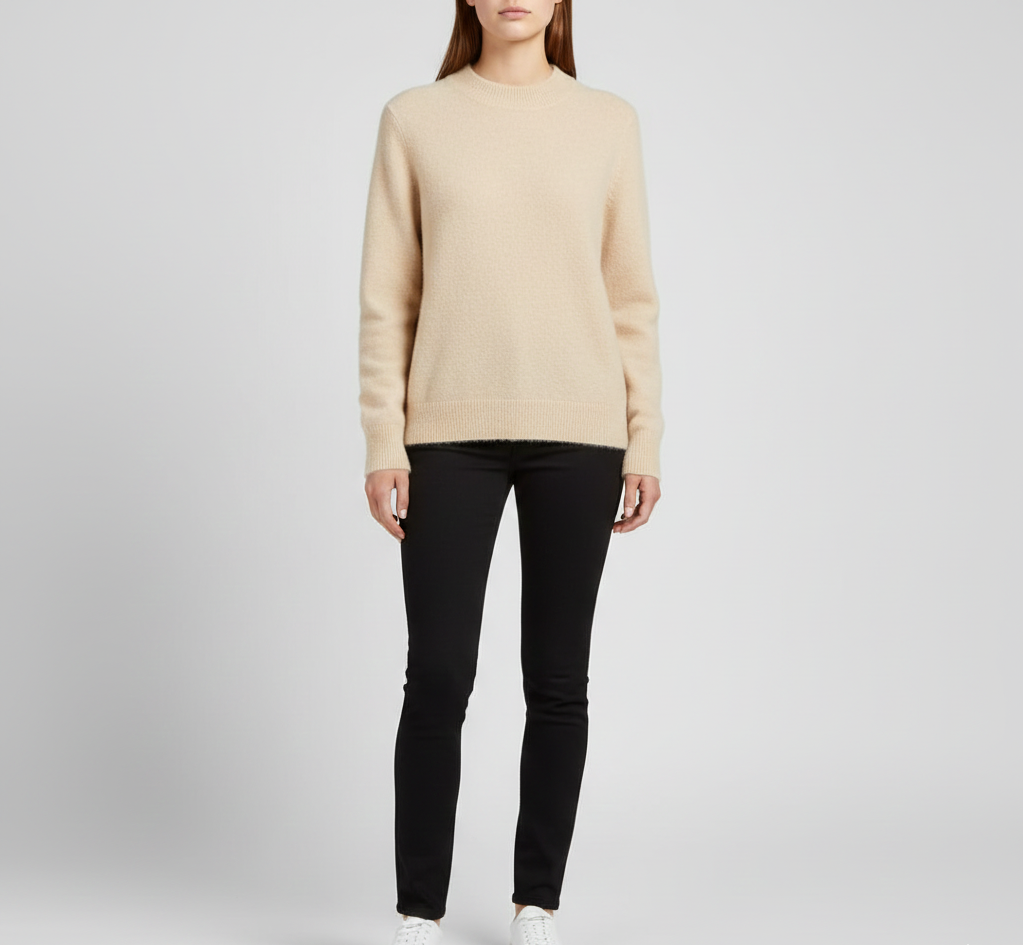 Blød cashmere-sweater med rund hals til kvinder