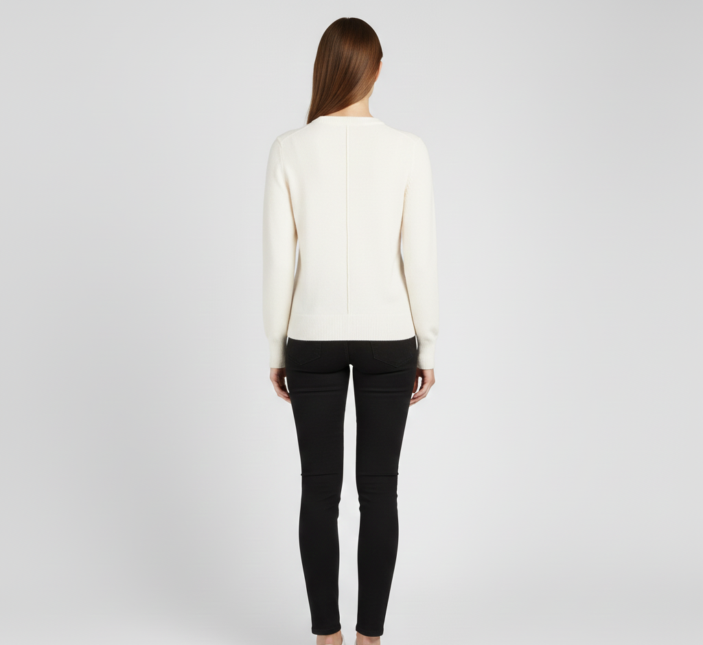 Blød cashmere-sweater med rund hals til kvinder