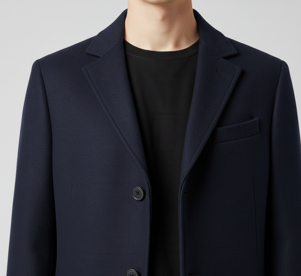 Men's elegant slim fit wool coat