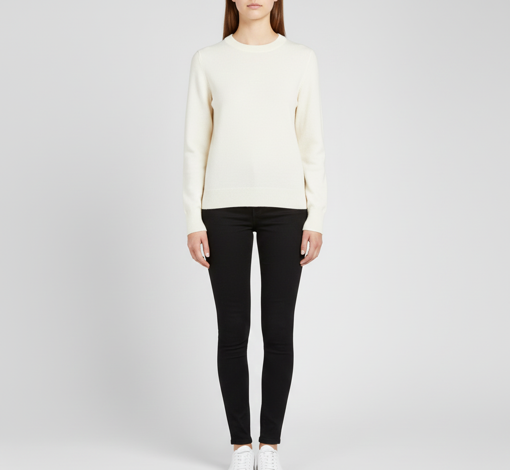 Blød cashmere-sweater med rund hals til kvinder