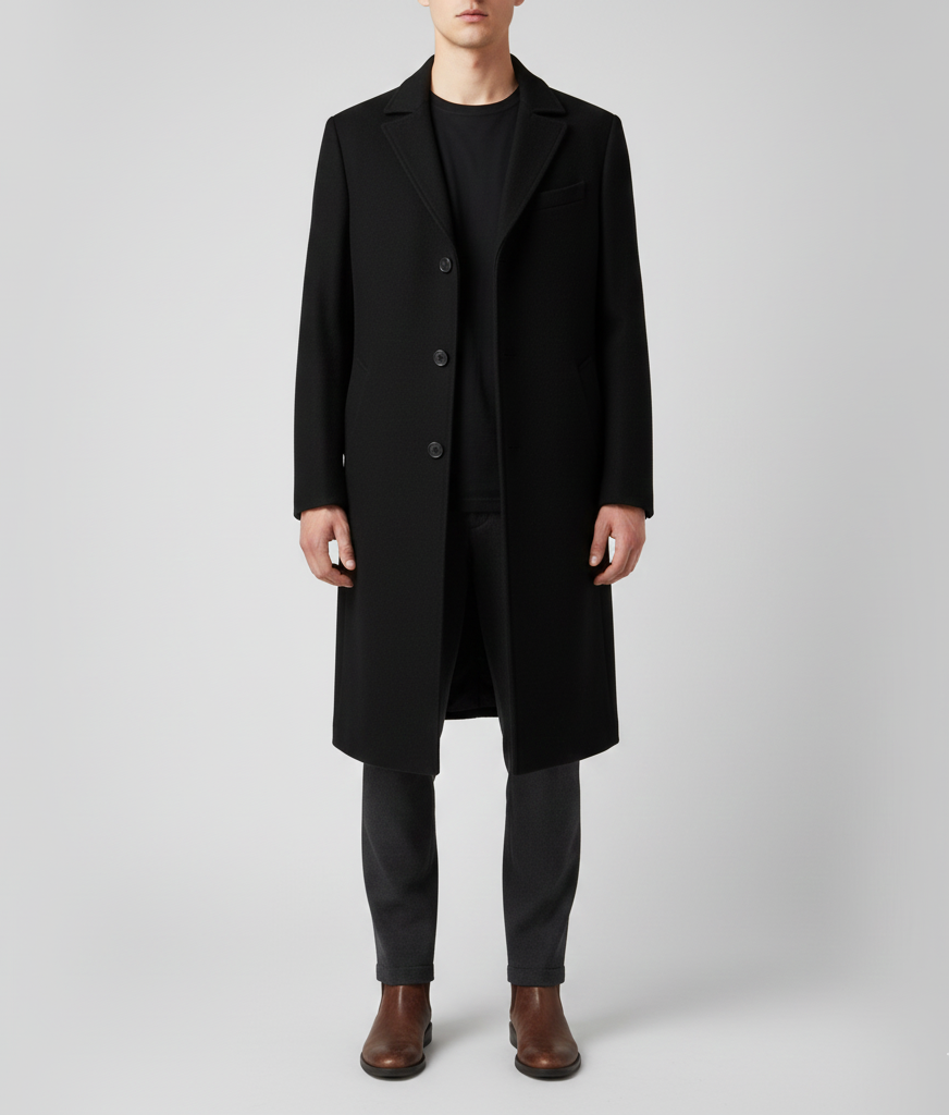 Men's elegant slim fit wool coat