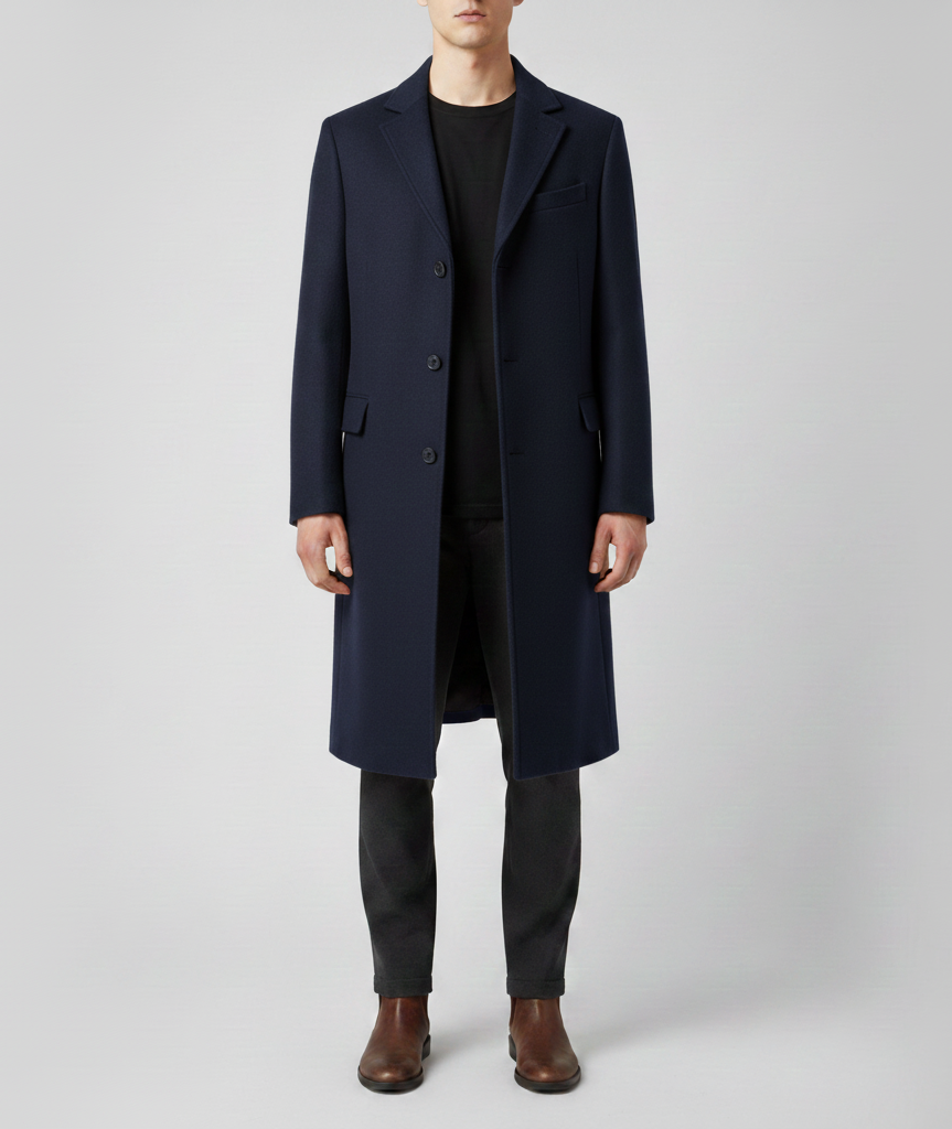 Men's elegant slim fit wool coat