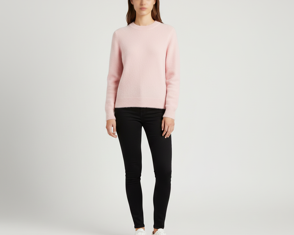 Blød cashmere-sweater med rund hals til kvinder