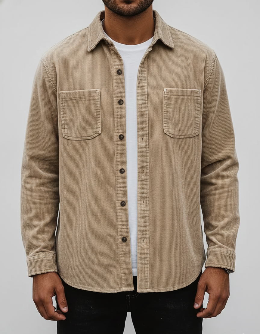 Męska koszula z guzikami z sztruksu