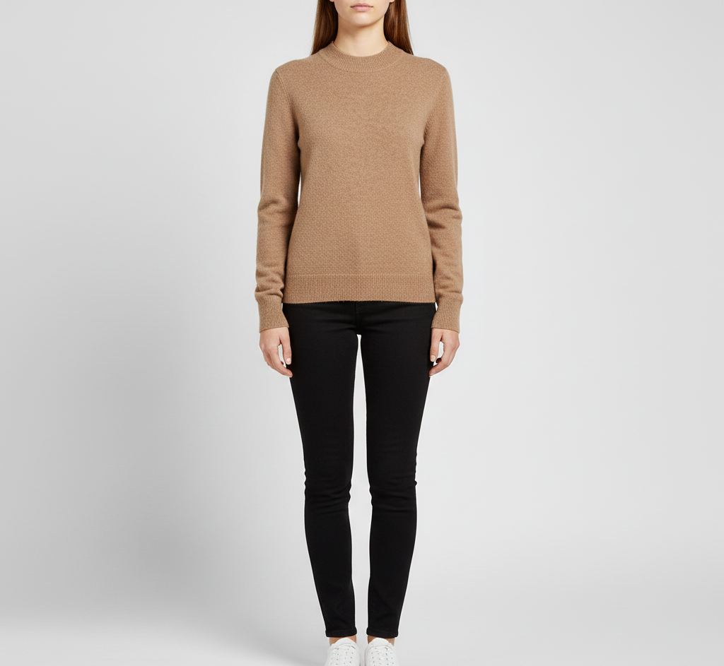Blød cashmere-sweater med rund hals til kvinder