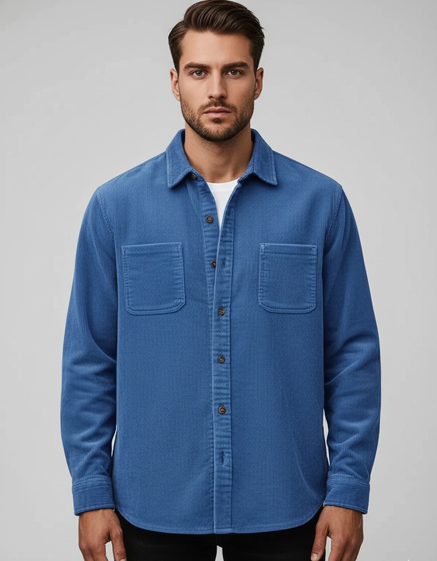 Męska koszula z guzikami z sztruksu