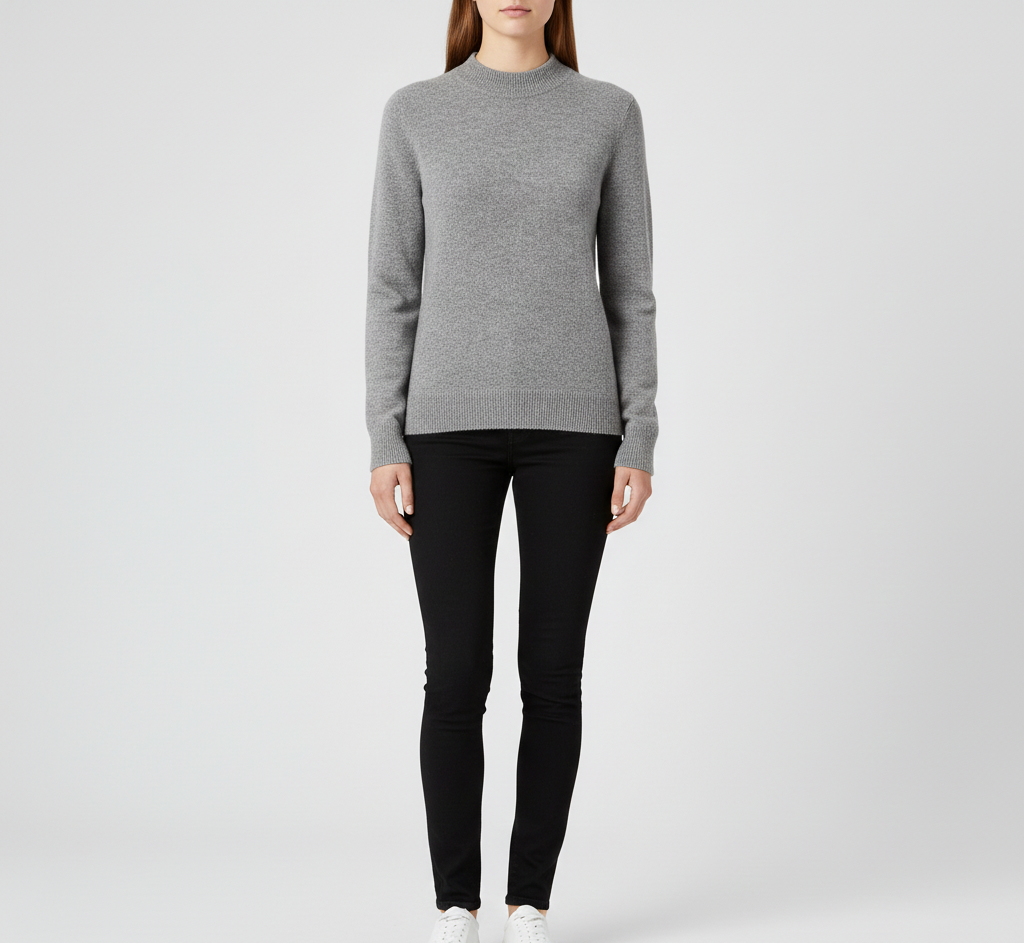 Blød cashmere-sweater med rund hals til kvinder