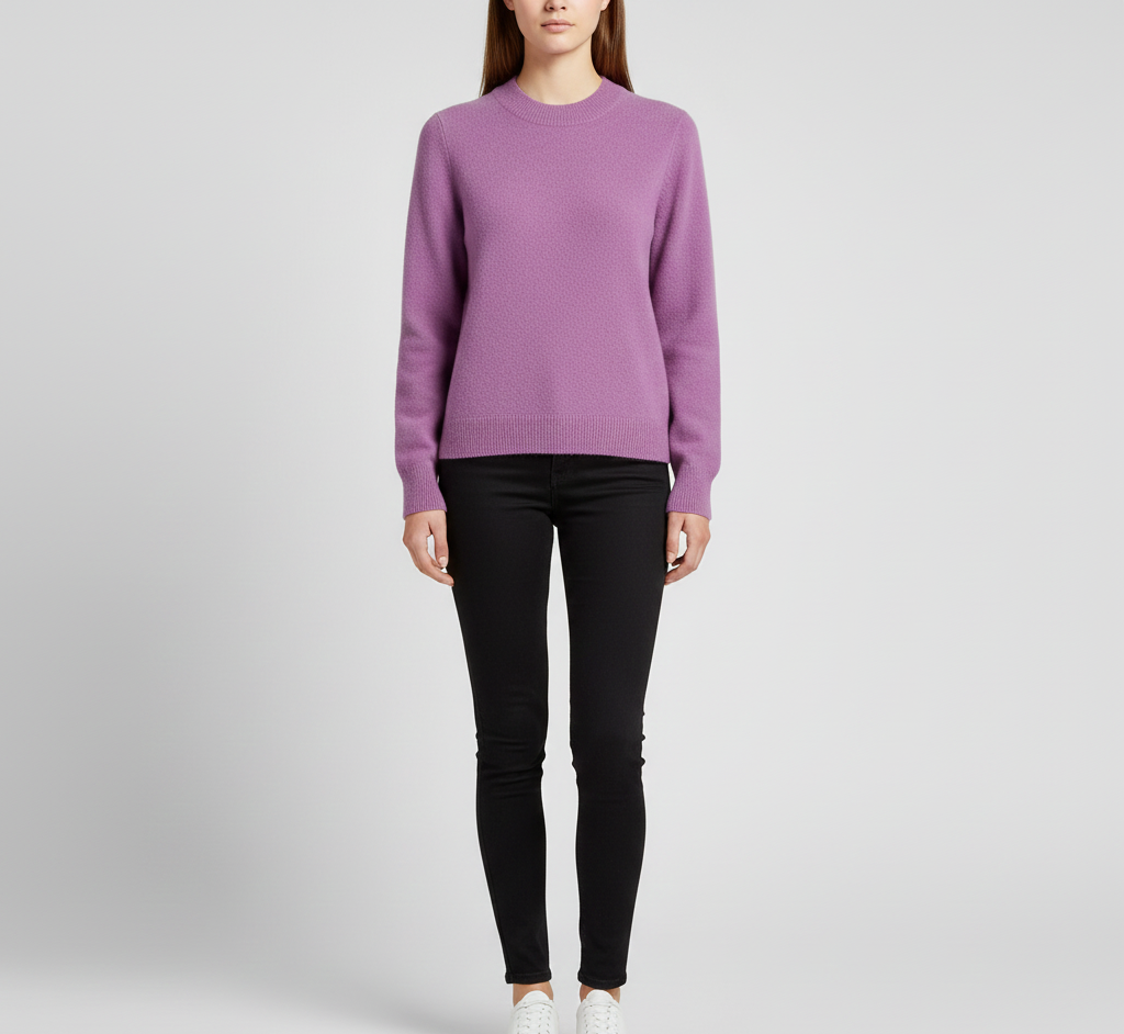 Blød cashmere-sweater med rund hals til kvinder