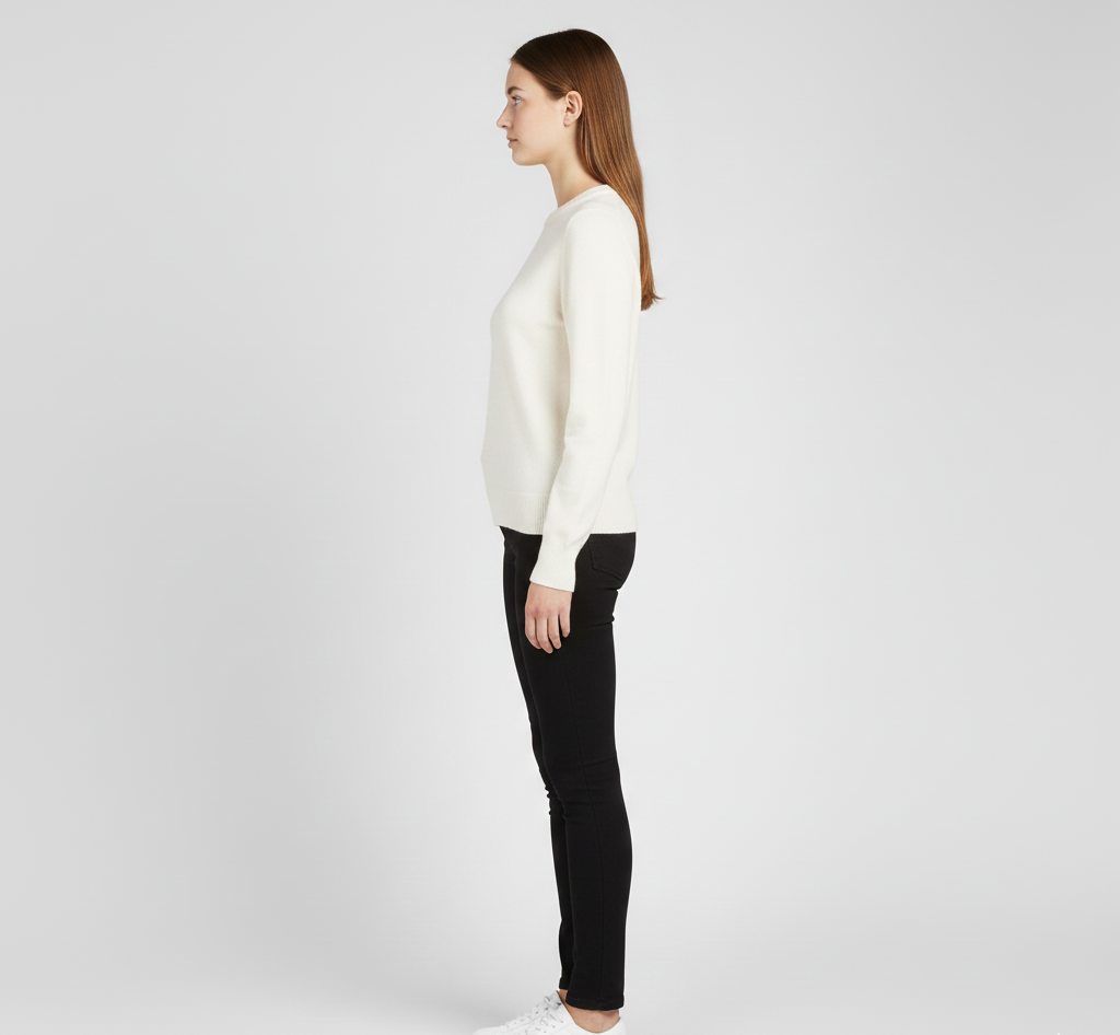 Blød cashmere-sweater med rund hals til kvinder