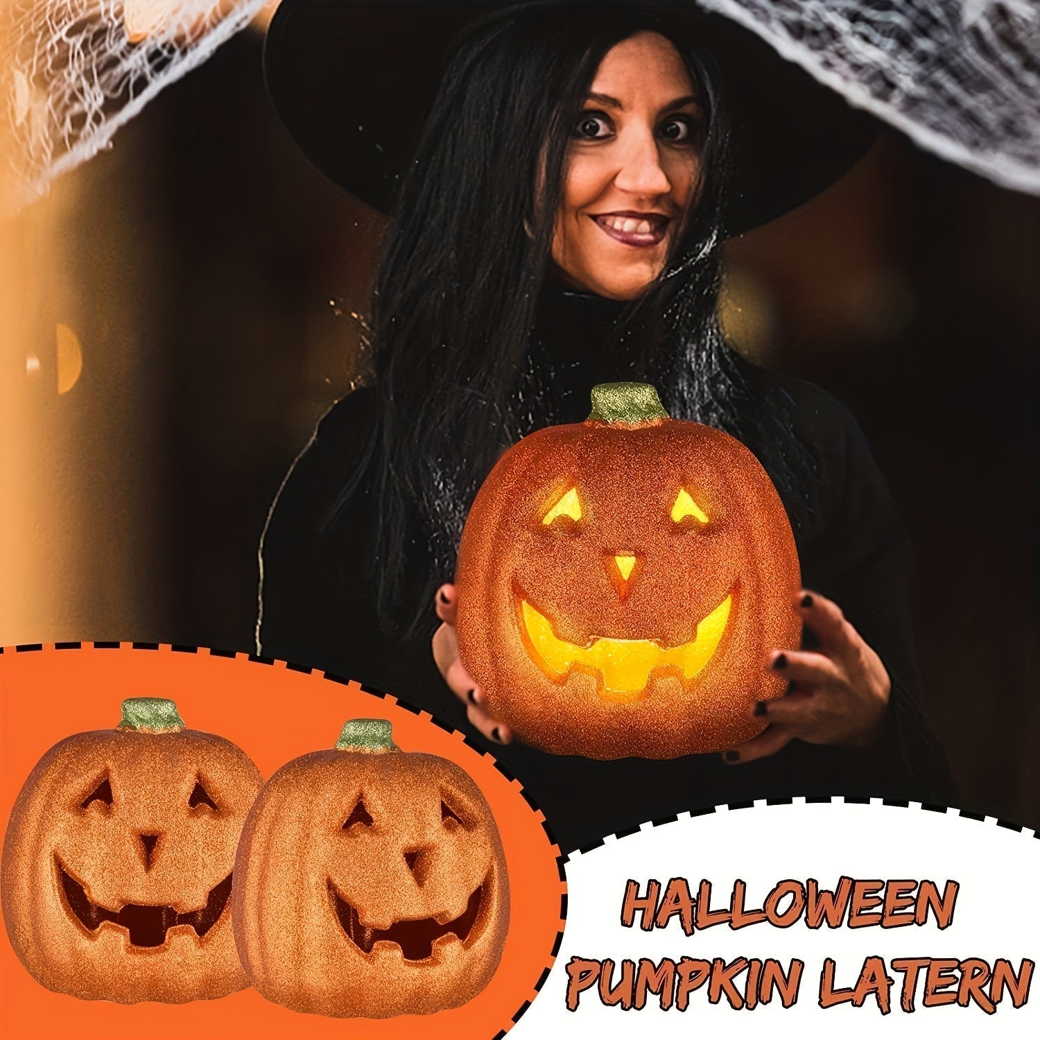 Zucca luminosa di Halloween | Decorazione Jack O'Lantern a batteria