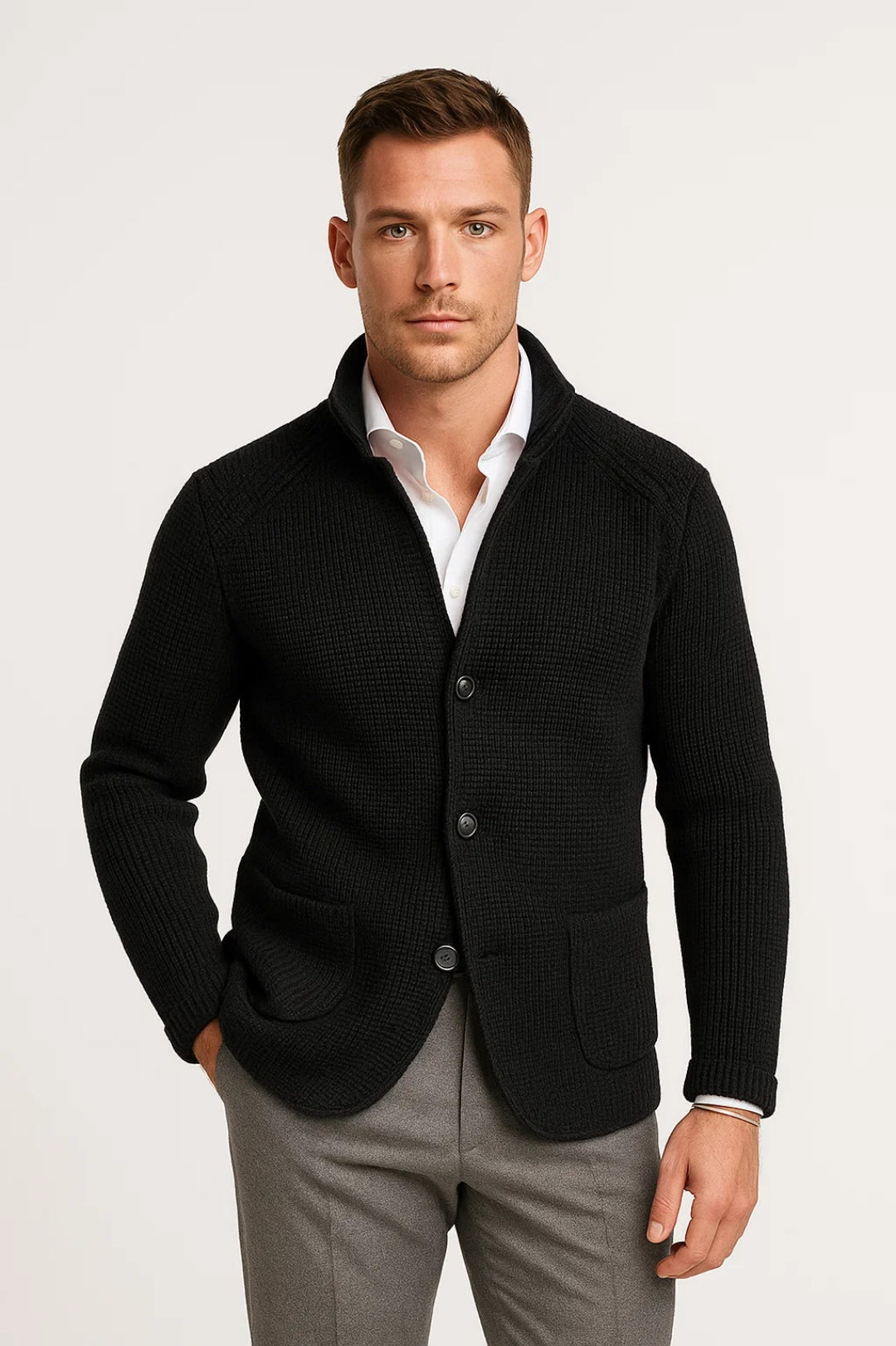 Button-Front Sweater Cardigan for Men - Image 1
