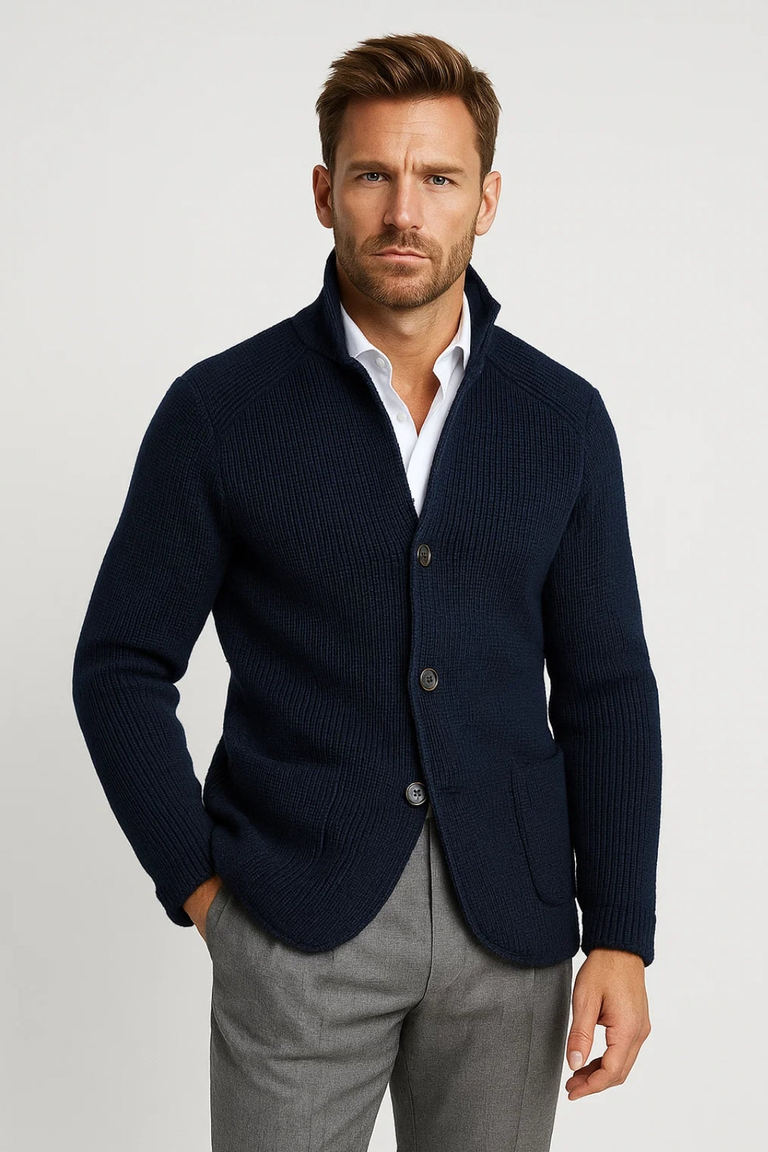 Button-Front Sweater Cardigan for Men - Image 2
