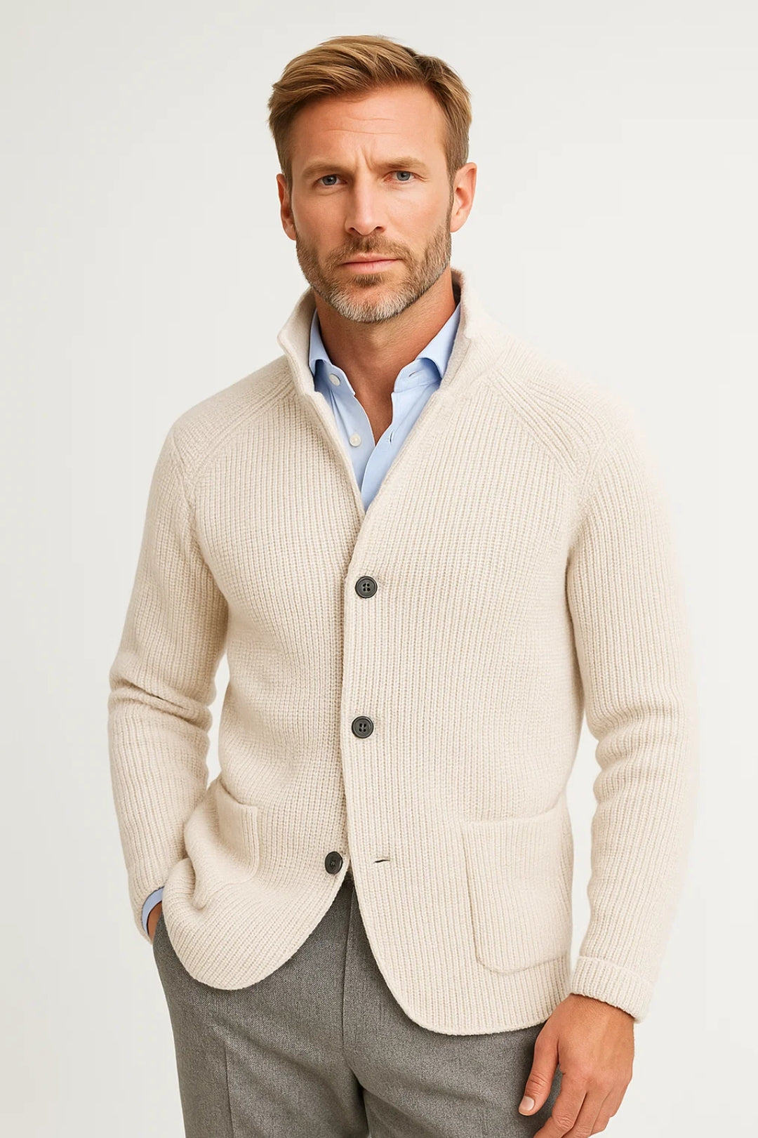 Button-Front Sweater Cardigan for Men - Image 3