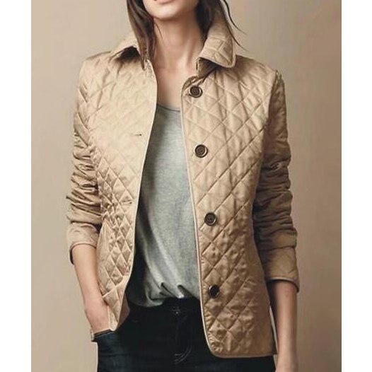 Stylish plaid ladies' jacket with lapel collar
