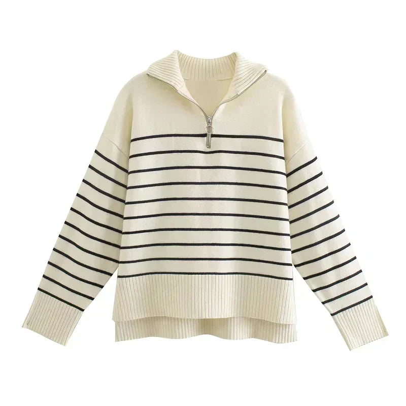 Striped Long Sleeve Sweater for Women - Image 1