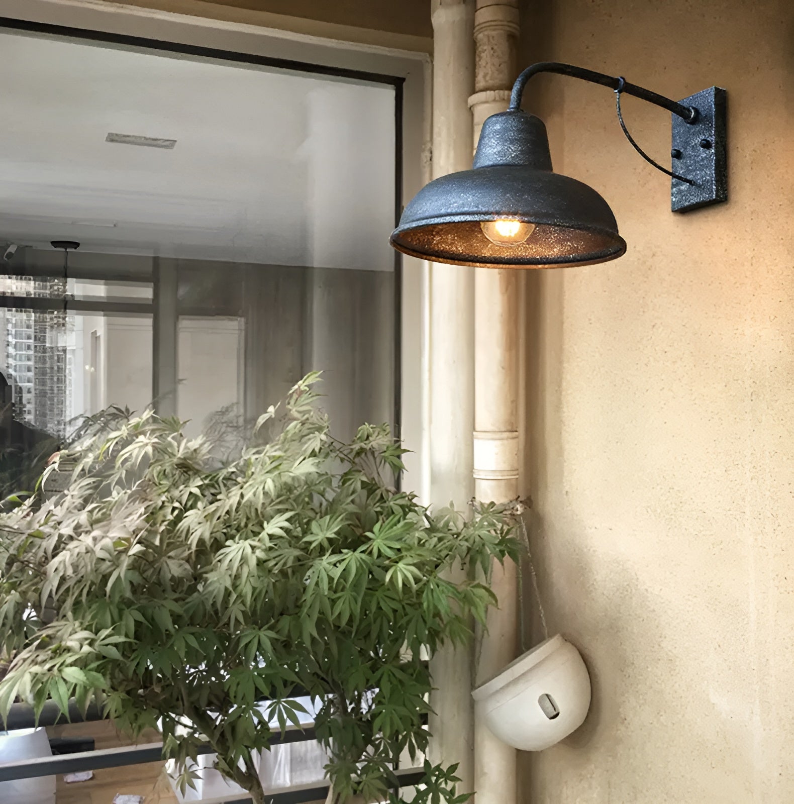 Aisle Fer Sconce - Antique vintage barn light - Black Industrial wall light