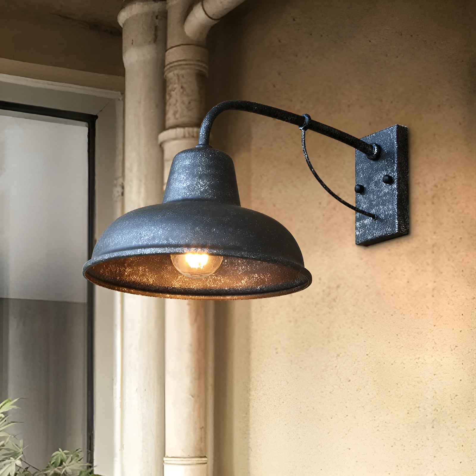 Aisle Fer Sconce - Antique vintage barn light - Black Industrial wall light