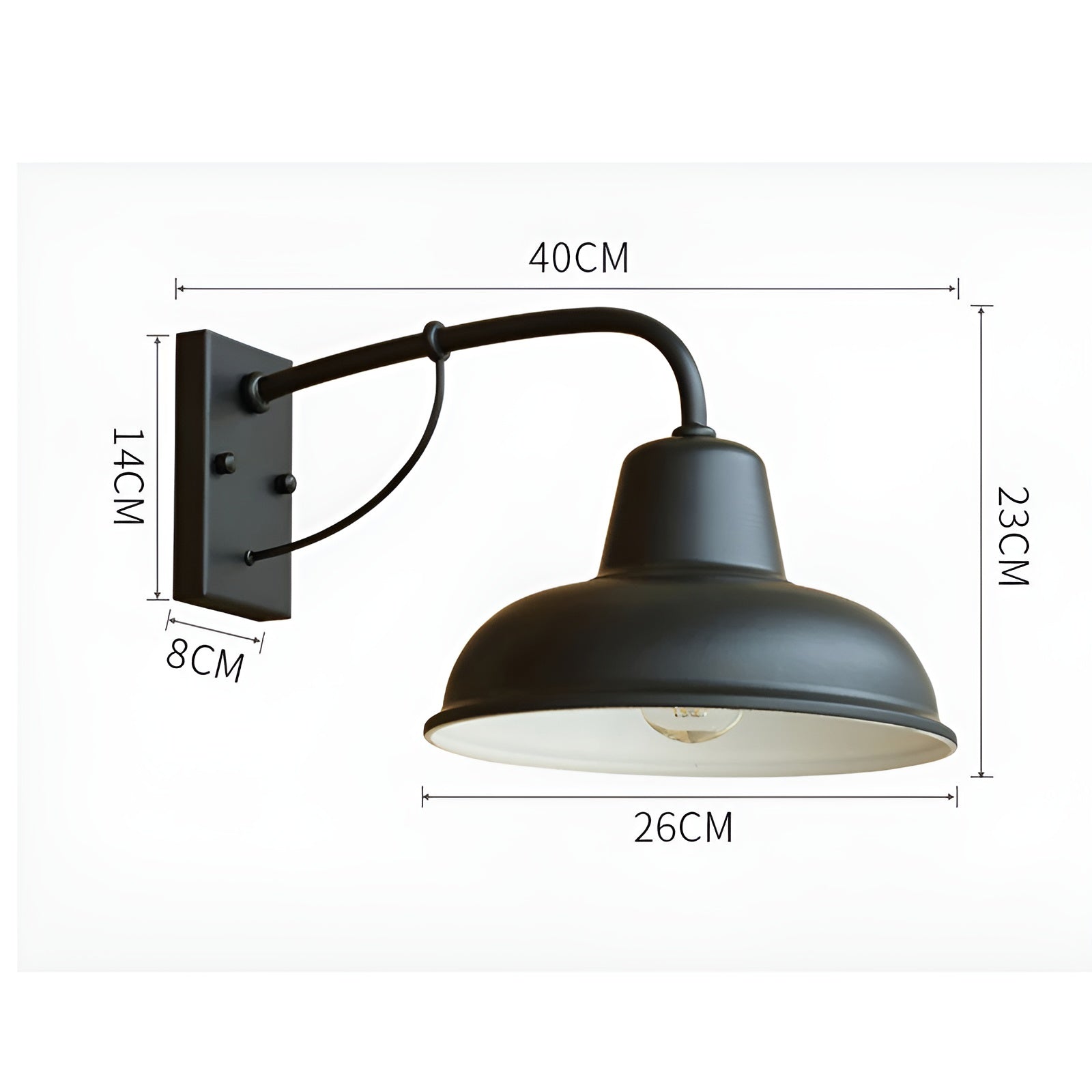 Aisle Fer Sconce - Antique vintage barn light - Black Industrial wall light