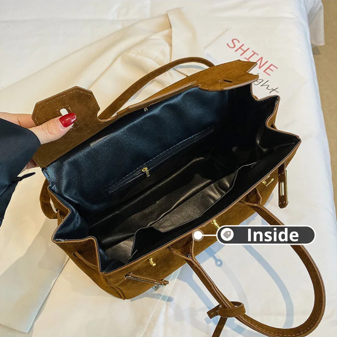 Kelly | Suede shoulder bag with gold hardware