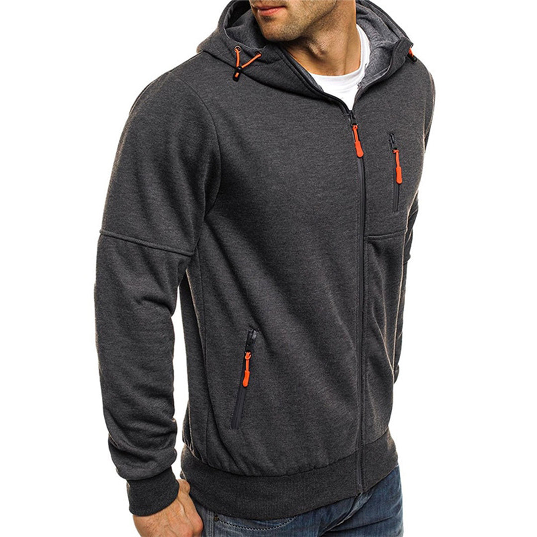 JACKS - Lightweight summer sweater with zipper and hood for men