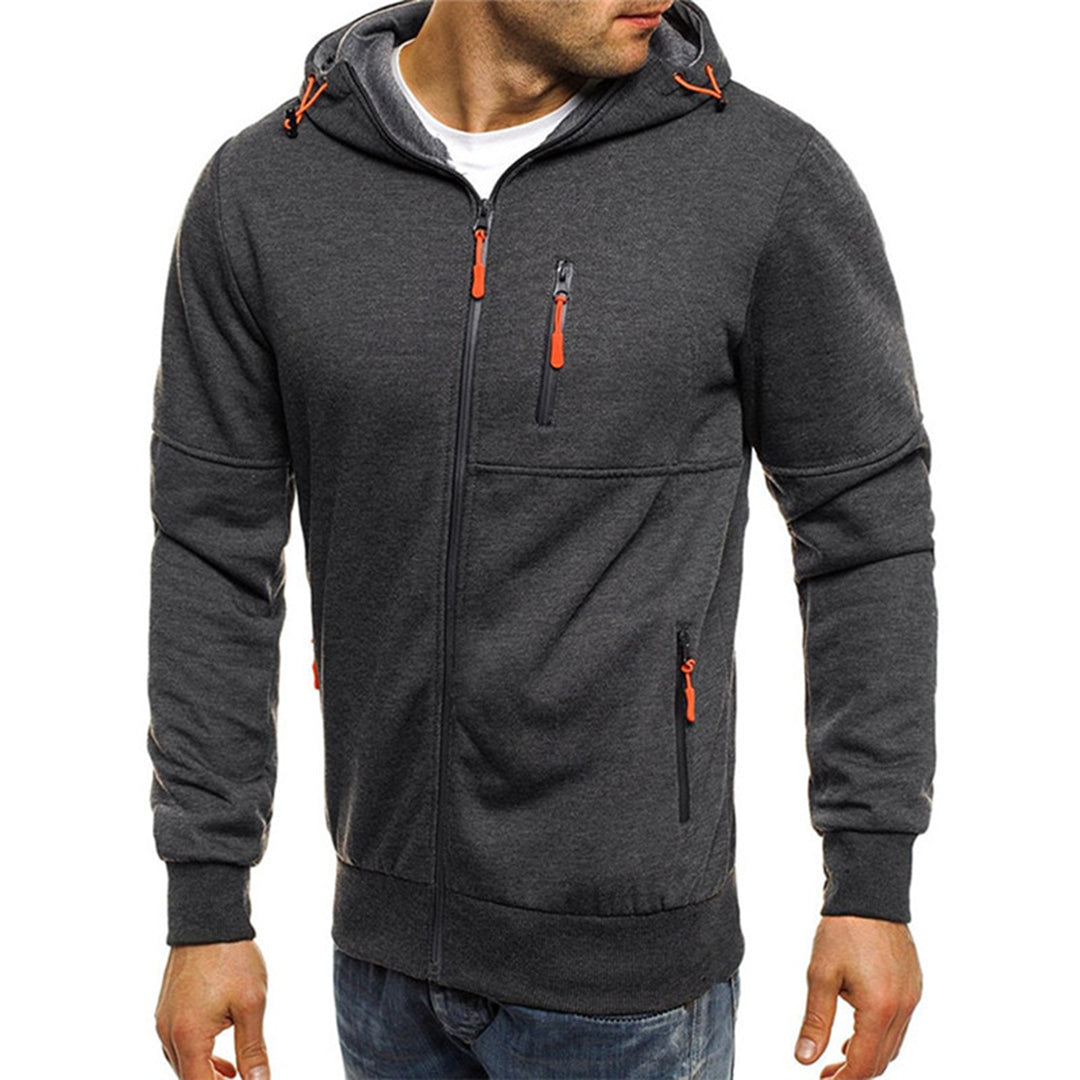 JACKS - Lightweight summer sweater with zipper and hood for men