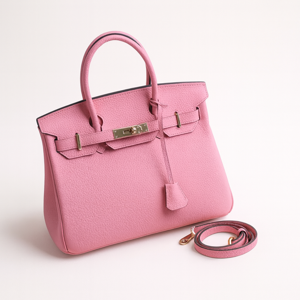 Leather designer bag pink