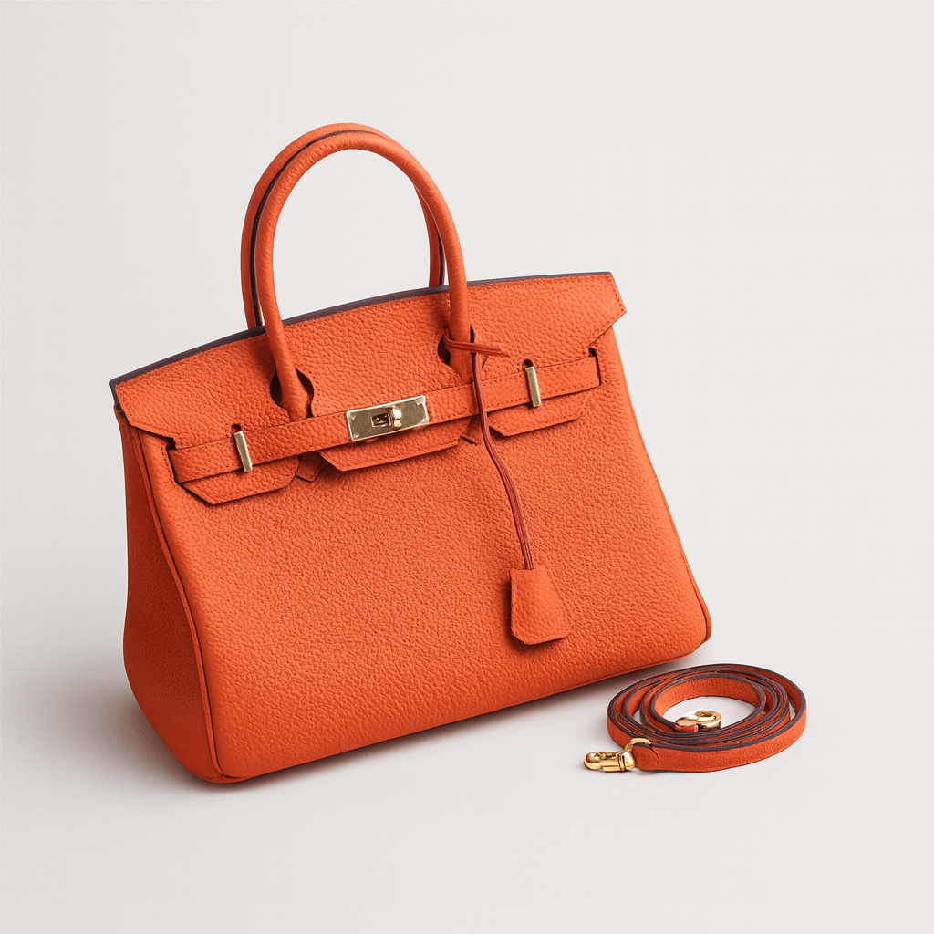 Leather designer bag orange