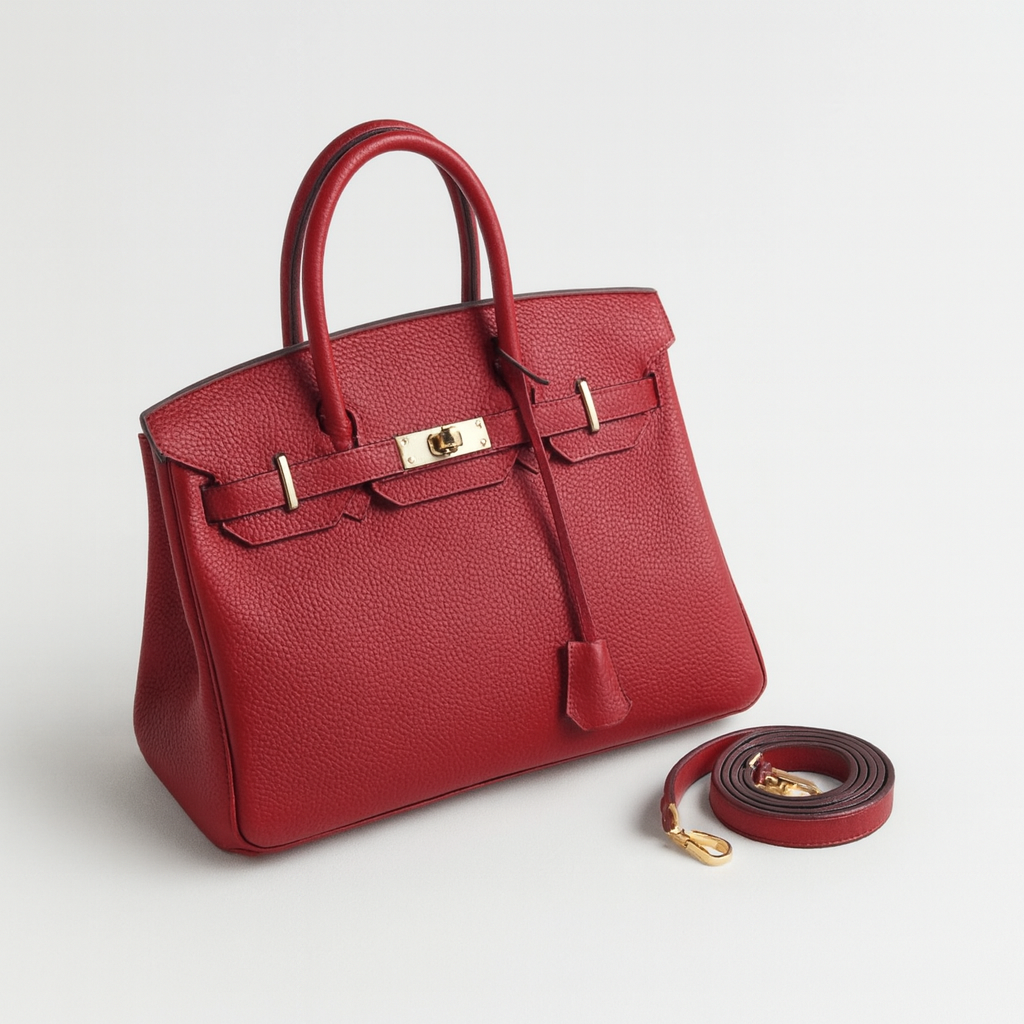 Leather designer bag red