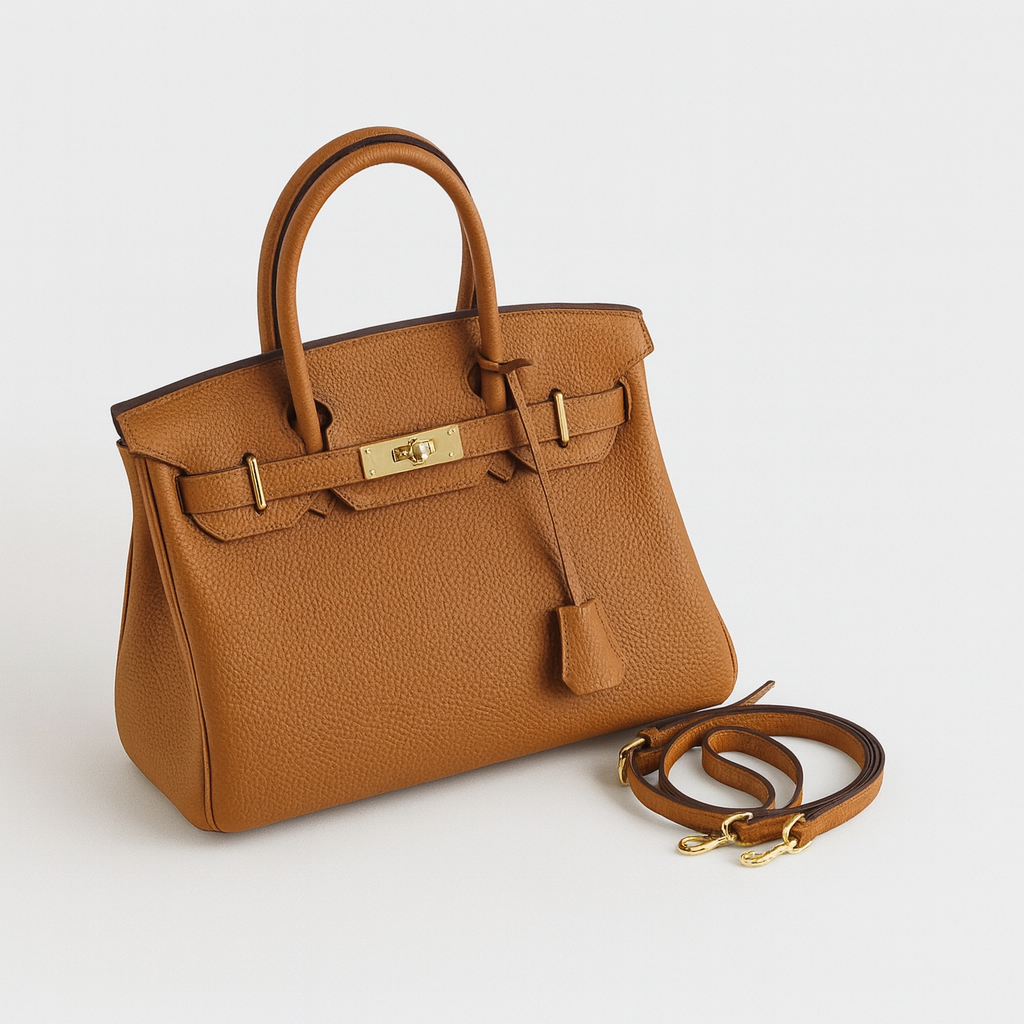 Leather designer bag brown